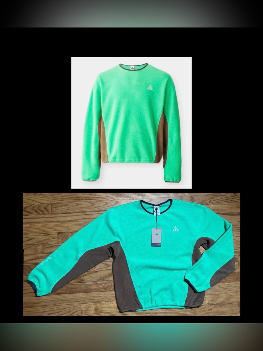 Nike ACG Wolf Tree Polartec Fleece Crew Pullover Green Brown Size NEW
